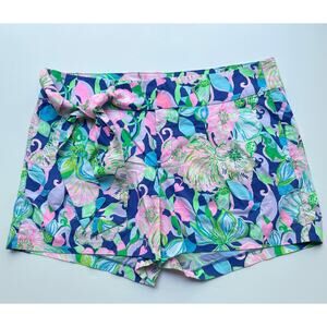 Lilly Pulitzer Kaden Stretch Shorts Multi Beak Calm Carry On 4" Inseam Size 16